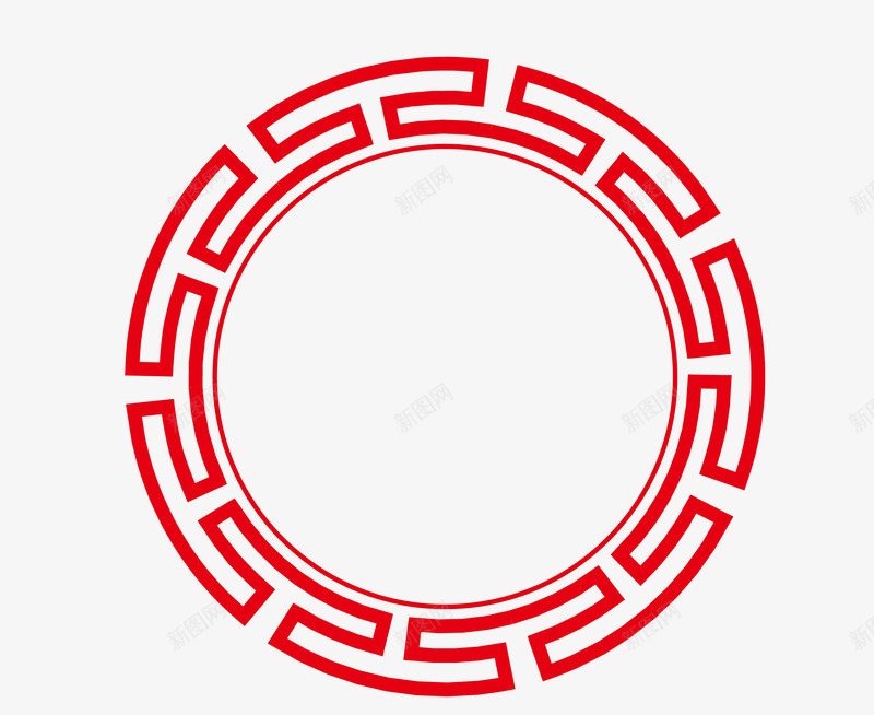 中国红圆形边框png免抠素材_新图网 https://ixintu.com PNG图片 中国红 中式圆框 圆形 矢量素材 边框