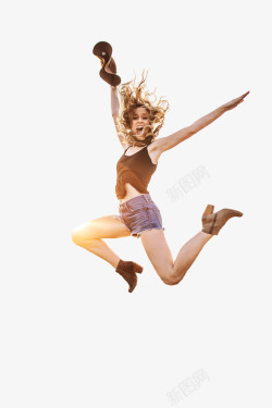 跳跃的女子跳跃的阳光女子高清图片