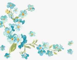 蓝色海浪背景装饰手绘小清新蓝色花卉高清图片