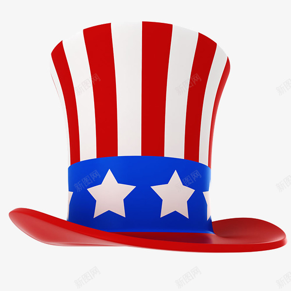 帽子png免抠素材_新图网 https://ixintu.com 国旗 图案 红白条 美国 蓝色