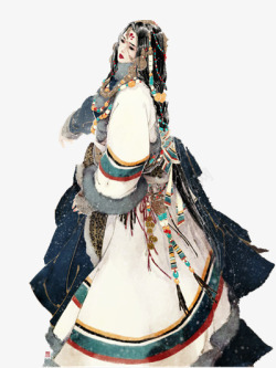华丽藏族公主古风手绘素材