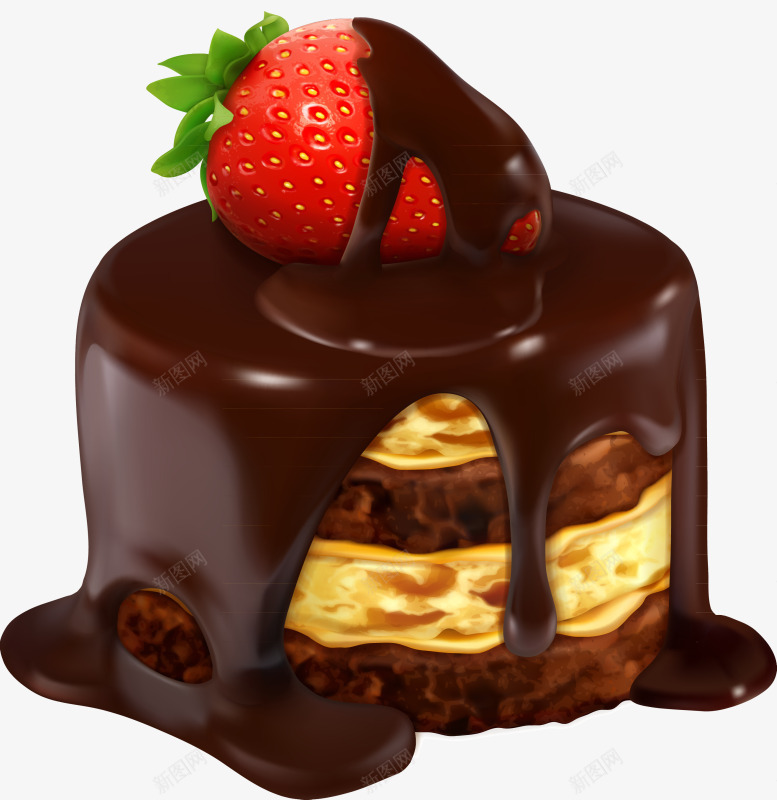 草莓巧克力蛋糕手绘海报背景png免抠素材_新图网 https://ixintu.com 女孩 定制蛋糕卡通 巧克力 手绘 海报 背景 草莓 蛋糕