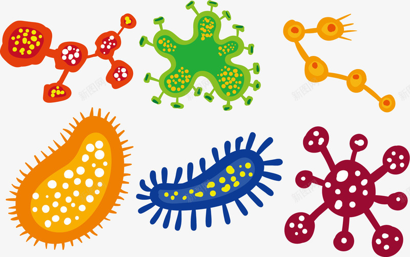 触角菌群矢量图eps免抠素材_新图网 https://ixintu.com 微生物 显微镜 真菌 细菌 群体 菌群 触角 矢量图