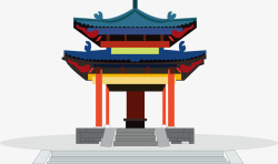 中国风城镇卡通创意古风城楼矢量图高清图片
