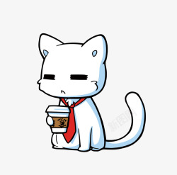 喝咖啡的猫素材