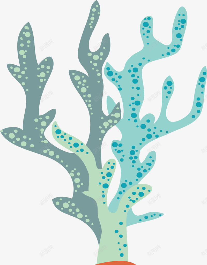 浅色海藻png免抠素材_新图网 https://ixintu.com 分叉 手绘 斑点 植物 水草 海藻 生长