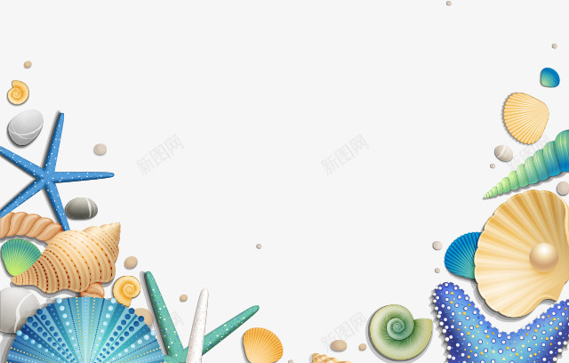 海边贝壳装饰png免抠素材_新图网 https://ixintu.com 动物 欢乐 海星 海边 贝壳