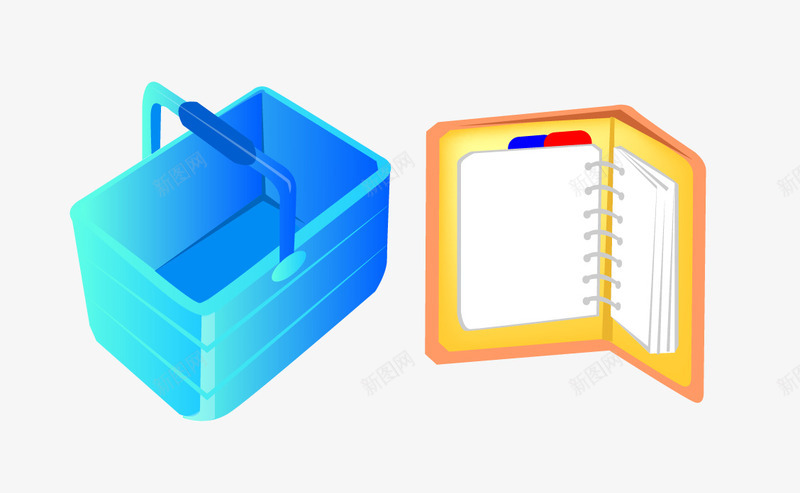小筐png免抠素材_新图网 https://ixintu.com 书本 小筐 蓝色 购物