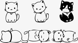 猫咪的简笔画6只可爱的卡通小猫咪矢量图高清图片