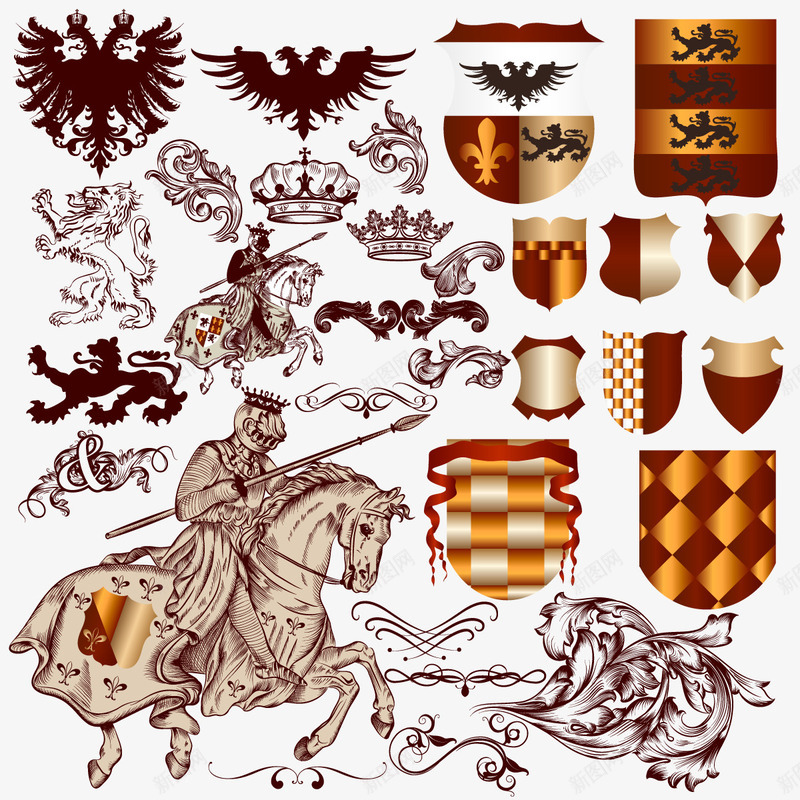罗马时代png免抠素材_新图网 https://ixintu.com 旗帜 欧洲 狮子 骑士