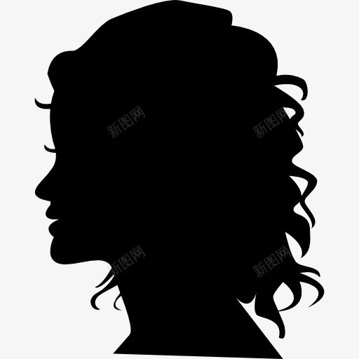 女人剪影头侧视图图标png_新图网 https://ixintu.com 人的剪影 发型 头发 女人的头 美发沙龙 黑