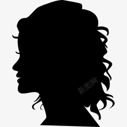 美发发型头模女人剪影头侧视图图标高清图片