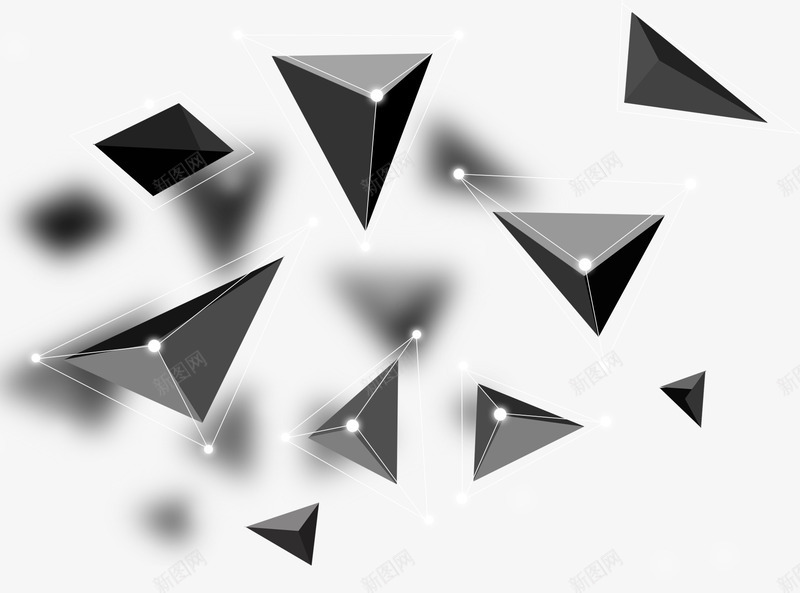 立体炫酷科技黑色三角形psd免抠素材_新图网 https://ixintu.com 炫酷 科技 科技黑 立体三角形 立体科技 装饰图案