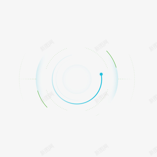 科技圆圈png免抠素材_新图网 https://ixintu.com 发光 大圈套小 扩散 简约 蓝色 虚线圆