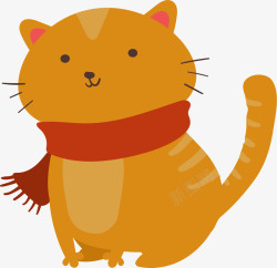大橘猫冬天橘色卡通猫咪矢量图高清图片