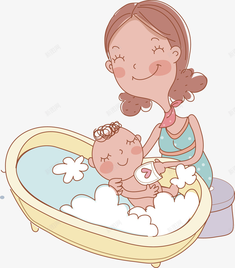 妈妈和小孩png免抠素材_新图网 https://ixintu.com 亲情 妈妈宝贝 婴儿 母亲 洗澡