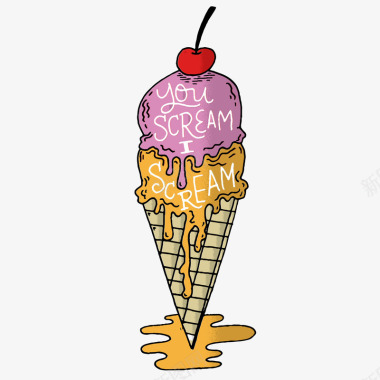 手绘涂鸦冰淇凌图标图标