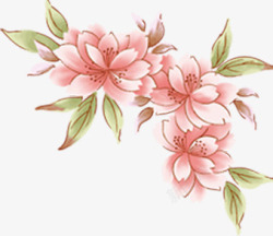 粉色手绘淡雅花朵植物素材