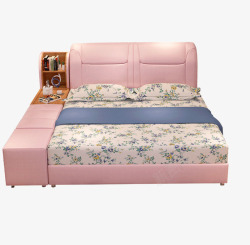现代榻榻米双人床储物床婚床软床高清图片