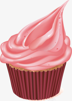 粉红色奶油杯子蛋糕矢量图素材
