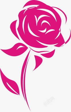 粉红色剪影粉色玫瑰花剪影高清图片