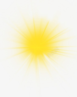 黄色卡通放射日光手绘素材
