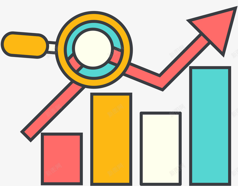数据趋势分析图标元素矢量图ai_新图网 https://ixintu.com 数据分析 数据分析图表 矢量图标 矩形图表 趋势走向 矢量图