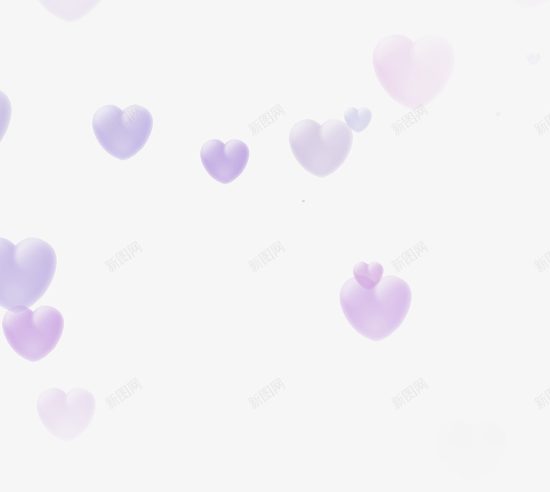 淡紫色的爱心气泡png免抠素材_新图网 https://ixintu.com 气泡 爱心 紫色