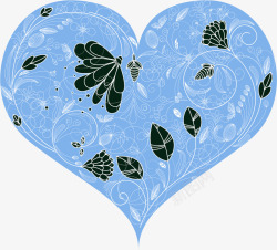 蓝色格调蓝色花纹组成的爱心矢量图高清图片