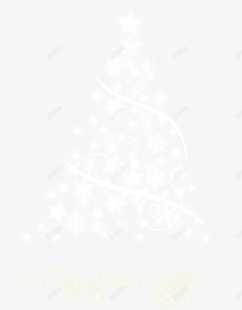 手绘白色雪花圣诞树png免抠素材_新图网 https://ixintu.com 圣诞树 抽象 白色 雪花