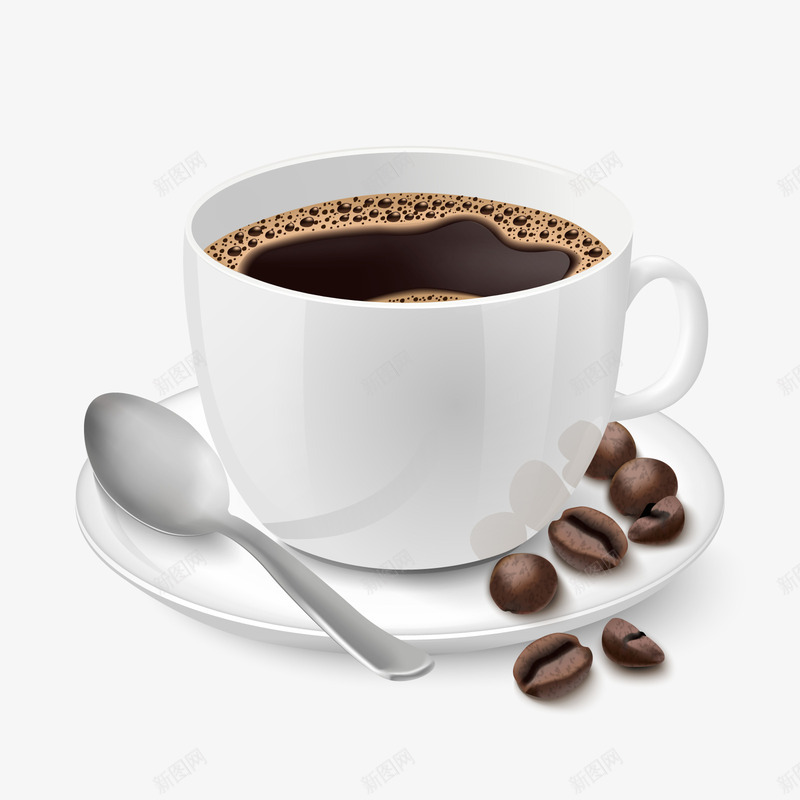 咖啡矢量图eps免抠素材_新图网 https://ixintu.com PNG免扣图下载 咖啡豆 杯子 汤匙 浓咖啡 黑咖啡 矢量图
