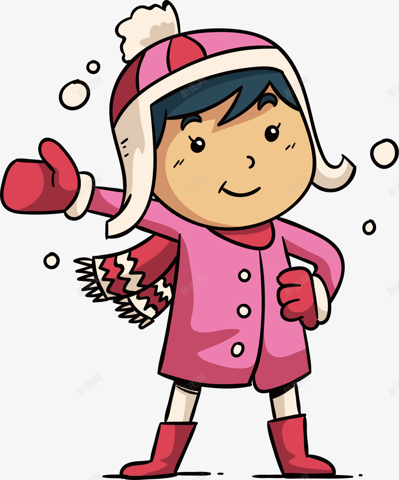 粉色衣服欢呼的女孩png免抠素材_新图网 https://ixintu.com 冬日 打雪仗 暖冬 欢呼的人 矢量png 迎接冬天