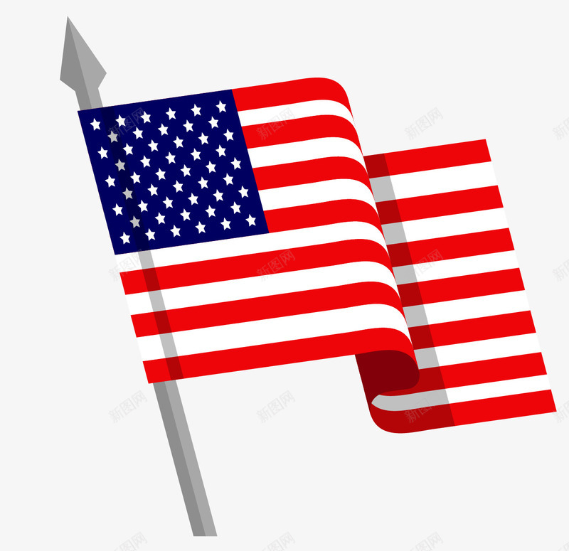 美国国旗矢量图eps免抠素材_新图网 https://ixintu.com 旗帜 旗杆 矢量国旗 美国 美国国旗 装饰 矢量图