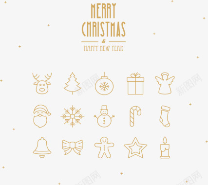 线性圣诞节元素图标图标