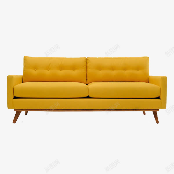 一张沙发png免抠素材_新图网 https://ixintu.com 手绘 立面图 简笔 舒适的 黄沙发 黄色的