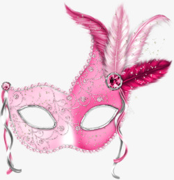 粉色水钻粉色系羽毛装饰面具高清图片