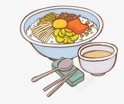 韩餐类手绘韩国拌饭高清图片