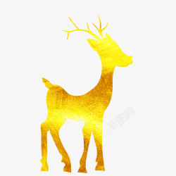 金色小鹿圣诞节烫金装饰小鹿花纹图高清图片
