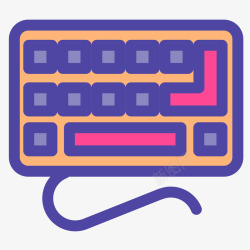 操作键盘紫色手绘圆角键盘元素矢量图高清图片