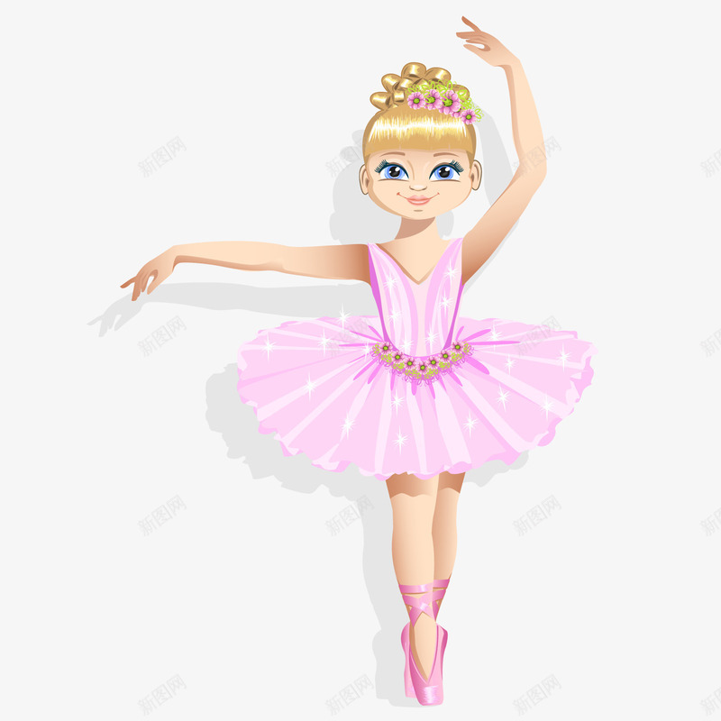 粉色裙装芭蕾舞女孩png免抠素材_新图网 https://ixintu.com 卡通女孩 小女孩 粉色裙子 背景装饰 芭蕾舞女孩