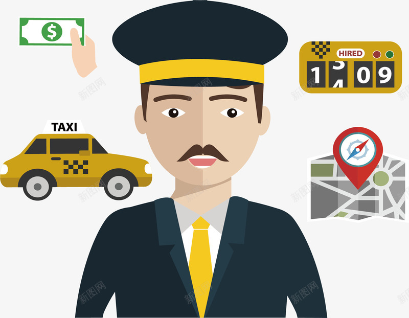 计程车司机png免抠素材_新图网 https://ixintu.com 出租车 分类标签 开车司机 计程车