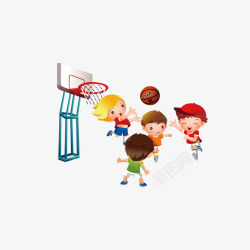 卡通打篮球的儿童人物素材