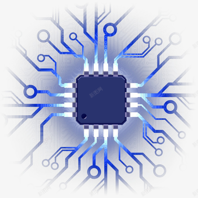 蓝色芯片png免抠素材_新图网 https://ixintu.com 智能芯片 物理 电流 科技 芯片 蓝色