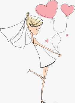 害羞的新娘气球害羞线条新娘高清图片