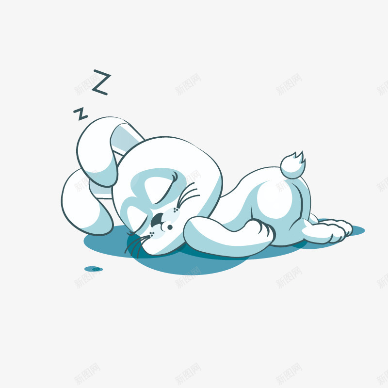 卡通手绘睡觉的兔子png免抠素材_新图网 https://ixintu.com 兔子简笔画 创意 动漫动画 动物 卡通手绘 可爱 睡觉的兔子 蓝色