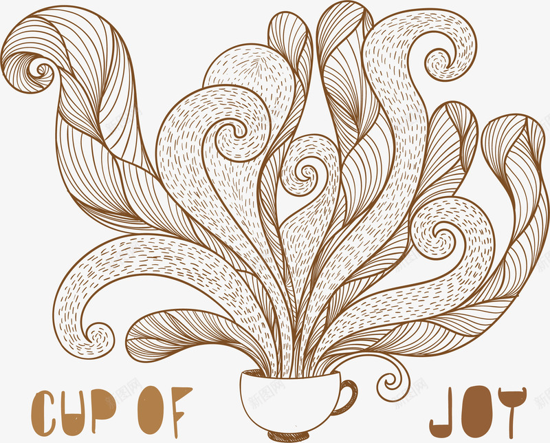 咖啡创意花纹矢量图ai免抠素材_新图网 https://ixintu.com 创意 咖啡杯 花纹 矢量图