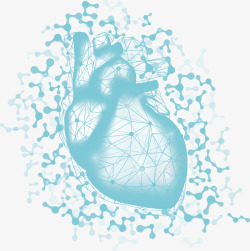 心脏跳动示意图蓝色科技心脏矢量图高清图片