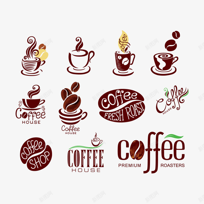 英文咖啡LOGO图标png_新图网 https://ixintu.com 咖啡LOGO 咖啡图标 咖啡店 咖啡标志