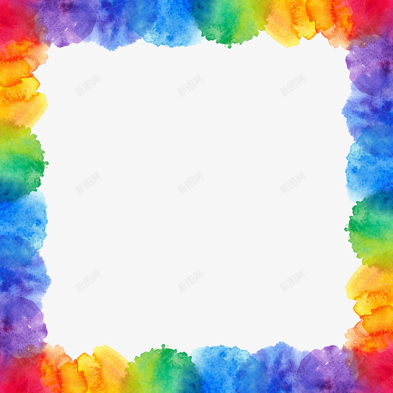 彩虹边框png免抠素材_新图网 https://ixintu.com 实用 彩色 手绘 晕染 渐变 烟雾 相框 装饰