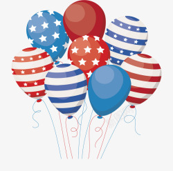 美国独立日花纹气球束矢量图素材